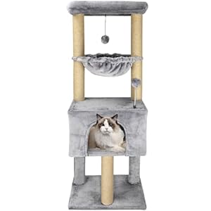 Fashion Design 43.3″ Cat Trees with Cat Houses,Grey