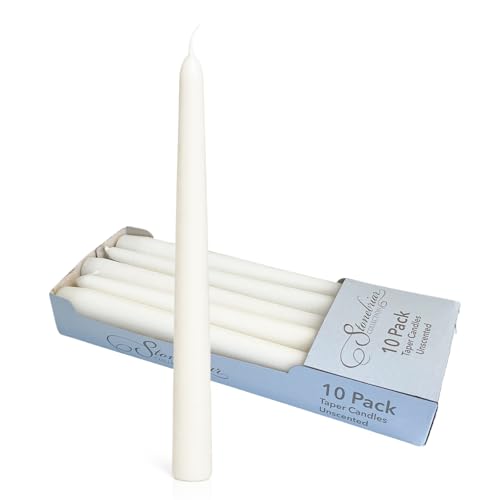 Image of Stonebriar Tall 10 inch White Unscented 10 Count Taper Candles, 7 Hour Burn Time
