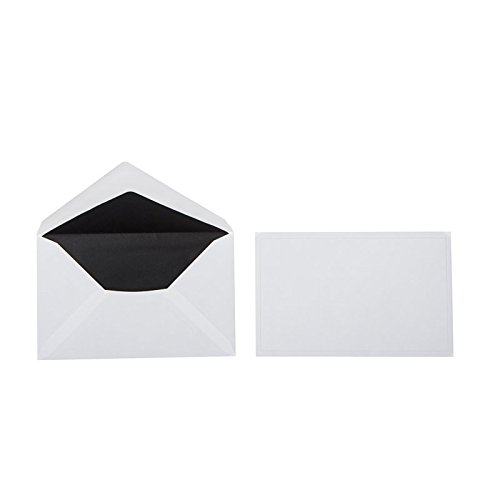Karten und Co. - Sobres de luto (120 x 191 mm, con marco fino, 100 unidades), color blanco con forro de seda negro