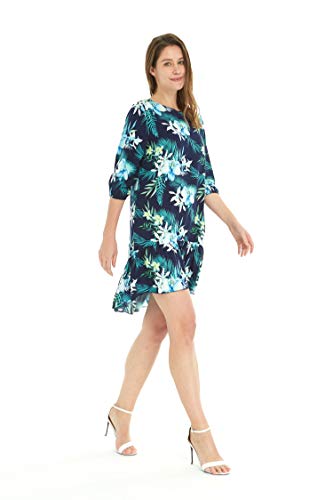 Image of Family Matching Hawaiian Clothes, Orchid Breeze Navy | Lightweight 100% rayon • Family matching outfits • Beach vacations • Luaus • Cruises • Family photos