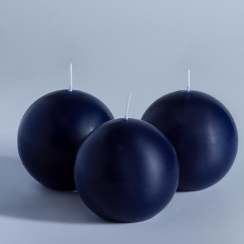 MOZEAL Hand-Poured, 3 Inch Navy Blue Round Ball Candles -