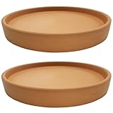2 Pack Ceramic Plant Saucer Pot Tray 6 Inch, Terracotta Planter Saucers 4 5 6 7 8 9 10 11 12 Inch for Indoors Outdoor, Durable Sturdy Flower Drainage Tray for Glazed Pots Base (6.6 Inch Terra Cotta)