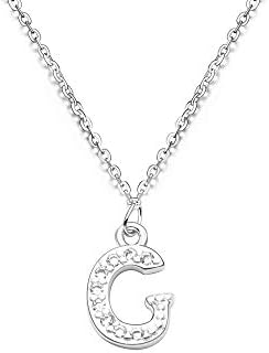 S925 Silver A-Z 26 Initial Crystal Pendant Chain Choker Necklace For Women Lady Girl