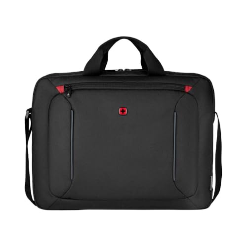 WENGER BQ Laptop-Tasche zum Umhängen, Notebook bis 16 Zoll, Aktentasche, Organizer, Aufklappbar, 15 l, Büro Business-Reisen Uni, Schwarz, 611906