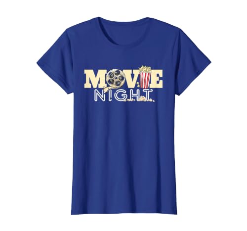 Movie Night T-Shirt Family Movie Night Shirts Popcorn Tees T-Shirt, Women, Royal Blue, Small