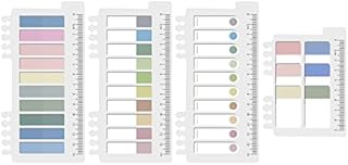 Vicloon Index Tabs with Ruler, 660Pcs File Tabs Flags Sticky Flags with Ruler 4 Designs Colored Page Markers Labels for Reading Notes, Books, Classify Files Morandi