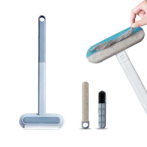 BaraRose ペット用抜け毛クリーナー 猫の毛取り 犬用 抜け毛取り 猫の毛取りブラシ 抜け毛 ワイパー 4in1 毛玉取り 猫用 抜け毛取り 抜け毛取りクリーナー 用品 ペット毛対応 猫毛髪掃除 繰り返し使用可乾湿両用絨毯 カーペット シート ソファー適用 布団 衣類 (ブルー)