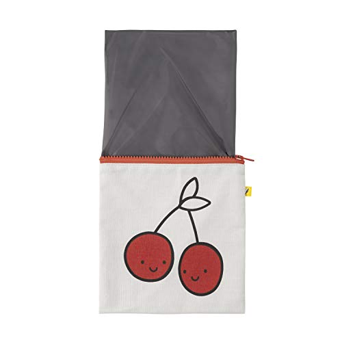 Fluf Zip Snack Sack: Reusable Snack & Sandwich Bag, Zipper Closure | 100% Organic Cotton With Rpet Lining | Tested Food-Safe | Rinsable & Machine Washable (Cherries Red, Sandwich) #TOP2