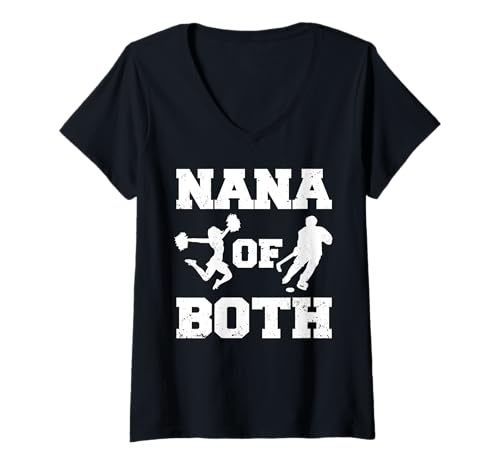 Womens Nana Of Both Funny Hockey and Cheer Nana V-Neck T-Shirt