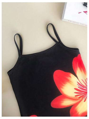 MakeMeChic Girl‘s Summer Floral Cami Dress Spaghetti Strap Split Sleeveless Midi Dresses Sundress3