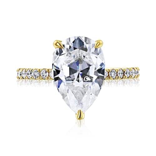 4.00 CTW Full White Pear Cut Hidden Halo Pavé Moissanite