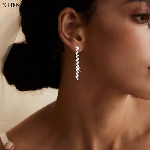 Xiokyo Silver Rhinestone Necklace Bridesmaid Earring Wedding Jewelry Sets for Brides Prom Jewelry Set for Women (Silver-B) by Xiokyo - Used condition - Image 4