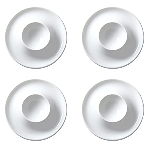 Eierhalter Set 8-tlg - 4 Eierbecher & 4 Löffel Aus Porzellan In Weiß