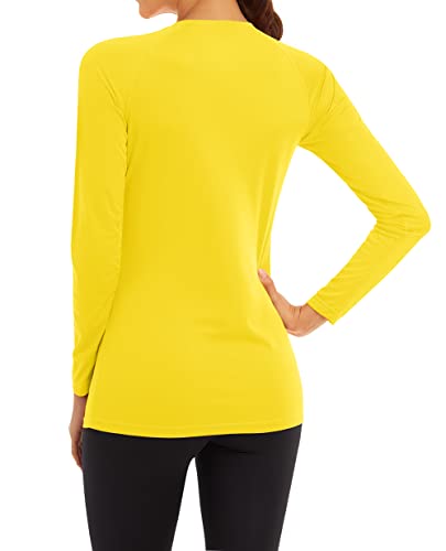 Magcomsen Long Sleeve Running Shirts For Women Spf Swim Shirts For Women Uv Shirts Quick Dry Shirts For Women Rash Guard Shirts For Women Upf 50+ Yellow #TOP1