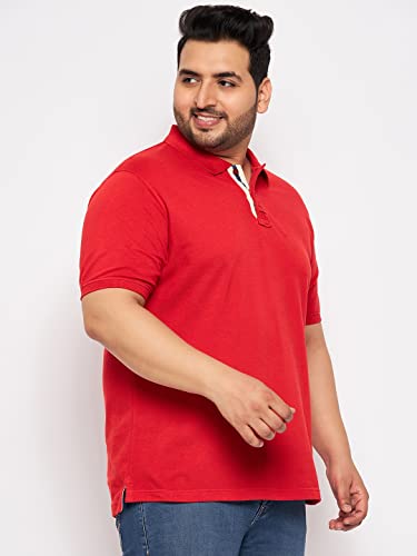 Image of Club York Men Cotton Blend Half Sleeve Polo Neck Solid Plus Size T-Shirt