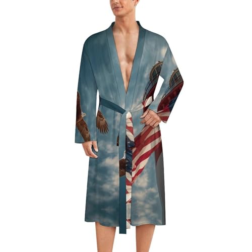 Bata de baño para hombre Eagle1 Lighthouse longitud media ideal para salir de la ducha cómodamente