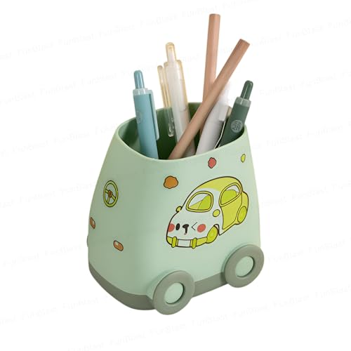 Image of FunBlast Pen Stand for Study Table, Car Stationary Organizer with Kawaii Stickers, Pen Stand for Kids & Girls, Desk Organizer, Birthday Return Gifts for Kids (Sea Green)