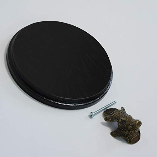 GTK - Geweihe & Trophäen KRUMHOLZ Placa de cuña para armas, placa de trofeo, redonda, oscura, AF 15 cm, con cabeza de cuña, adorno pequeño
