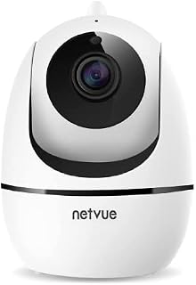 Netvue Indoor Camera 360° Pet Camera, WiFi Smart Security Camera, Cat Dog Baby Monitor with Camera, Pan/Tilt/Zoom, 2-Way Audio, Motion Alert, IR Night Vision, Compatible with Alexa, App Control, White