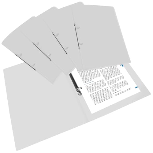 Ulluthu 5 Stück Ringbuch A4 Ringordner mit 2 Ringen, Kunststoff Ringmappe A4 Ringhefter Rückenbreite 2,5 cm, Weiß Transluzent Ringbuchordner Ordner A4 Schmal für Zuhause, Büro, Schule