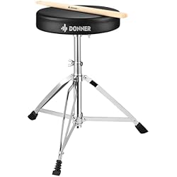 Donner Drum Throne Set, Padded Seat Height Adjustable Drum Stool for Adults, 5A Drumsticks Included, Multiple Iterations, Drummer Gifts for Men Him Teens