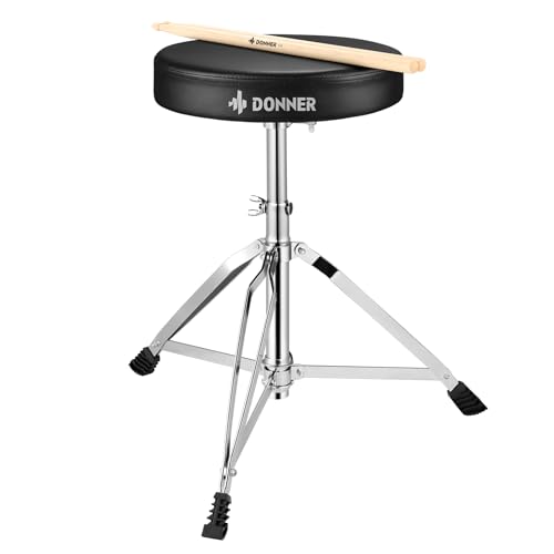 Donner Drum Throne Upgraded, Padded Drum Seat Portable Height Adjustable Drumming Stools for Kids & Adult