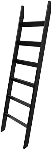 VASGOR 68″ Blanket Ladder Wooden Decorative, Wall Leaning Blanket Holder Rack (Black)