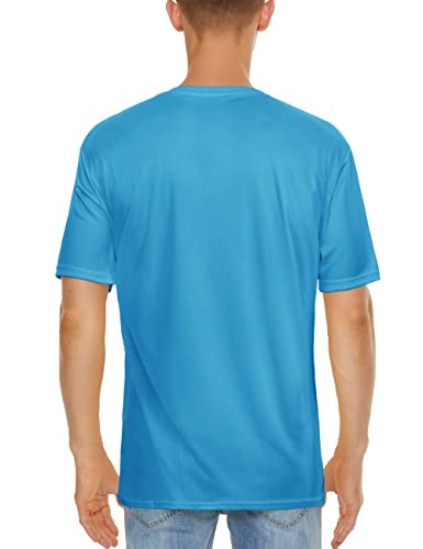 Faskunoie Men's Swimming Shirts Short Sleeve Upf 50+ Uv Sun Protection Quick Dry Lightweight Outdoor Water Sports Shirt Blue Green #TOP2