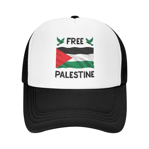 Vetrova Free Palestine Trucker Hat I Stand with Palestine Pray for Palestine Hats Adjustable Mesh Back Baseball Cap - Black