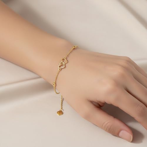 Image of 14K Real Gold Heart /Corss Ankle Bracelet for Women Yellow Gold Anklet Love Ankle Bracelet Anniversary Jewelry for Wife Birthday Gifts for Her 8''-10''