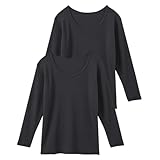 [ニッセン] インナーシャツ 秋 冬 【ウォームコアコットン】 あったか綿１００％・吸湿発熱長袖インナー２枚組（男の子・女の子 子供服・ジュニア服） 黒2枚組 140