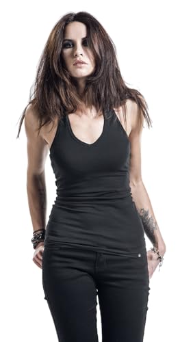 RED by EMP Mujer Camisetas Negras de Cuello Alto en Paquete Doble M