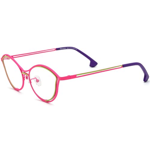 Image of FONEX Colorful Pure Titanium Glasses Frame Women Retro Round Eyeglasses