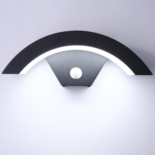 Ankey Lampade da parete con sensore di movimento, 12W LED Lampade da Esterno Moderna, IP65 Impermeabile Applique in Alluminio per Casa, Veranda, Garage, Bianco Freddo 6000K
