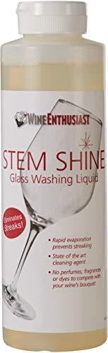 Wine Enthusiast Stem Shine - Wine Glass Liquid Cleaner to Eliminate Streaks, Remove Odor, Clean Contaminants & Grim – Hand Wash Delicate Glassware & Crystal (16 oz)