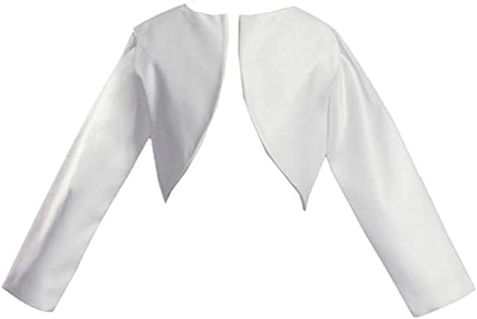 White Satin Long Sleeve First Communion Bolero for Girls - Cardigan, Shrug or Flower Girl Sweater for Wedding - Image 3