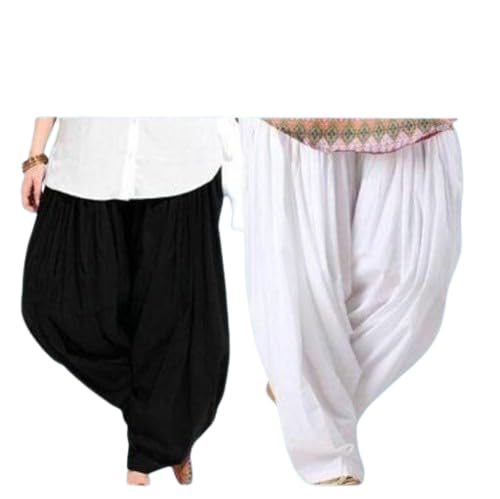 Combo of 2 Women's Girls Black White Flayer Salwar Rayon Palazzo-picture-13