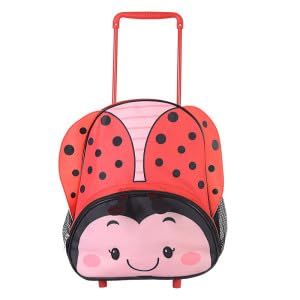 Mochila Infantil Joaninha com Rodinhas, 14 Litros, 27 x 36 x 11 cm, Poliéster