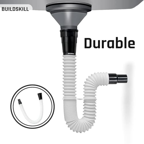 BUILDSKILL 1000mm Sink Pipe for Kitchen and Bathroom Wash Basin | Clog-Preventive Drain Pipe | Easy Installation Flexible and Robust Sink Pipe | Clean Hose Outlet Tube (Pack of 1)