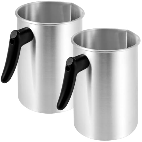FUNSUEI 2 Packs Candle Making Pouring Pot, 4 Pounds Wax Melting Pot with Dripless Pouring Spout & Heat-Resisting Handle, Aluminum Candle Making Pitcher for DIY Candle Making Kits,