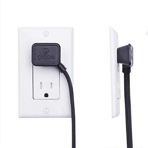 Globe Electric 22810 9Ft Fabric Extension Cord, 3 Polarized Outlets, Right Angle Plug, 125 Volts, Black, Extension Cord With Multiple Outlets, Multi Plug Outlet, Electrical Outlet, Home Improvement #TOP6