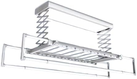 Ceiling Clothes Dryer Aluminium and Steel Electric Clothes Dryer with Remote Control,Ceiling Drying Rack Electric Ceiling Mounted Clothes Hanger Remote Control Automatic Lifting Balcony Clot
