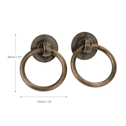 Tiradores vintage para muebles de cocina con aro móvil en tono bronce y diseño retro 6