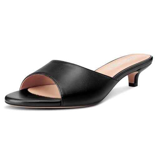 TNYNFBEB Womens Low Kitten Heel Open Toe Sandals Mules Shoes Slingback Prom Party Dress Summer 1.4 Inches Heels