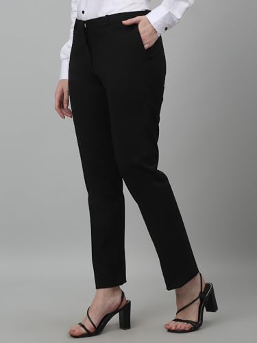 Image of Cantabil Solid Non Pleated Regular Fit Mid Rise Formal Trouser for Women | Formal Pants for Women | Formal Wear Regular Fit Trouser for Women (P LTRF00005)