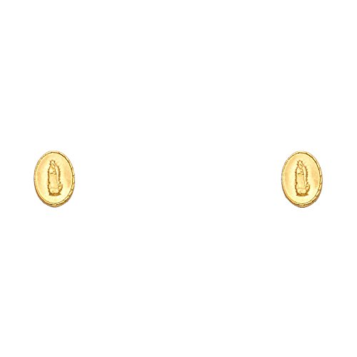 14k Yellow Gold Our Lady of Guadalupe Stud Earrings with Screw Back2