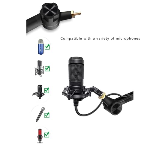 Mikrofon Arm, 360° drehbarer Mikrofonständer mit Tischhalterung Verstellbarer Boom Arm mit 3/8'' auf 5/8'' Schraubadapter für Podcast-Streaming Gaming-Aufnahmen