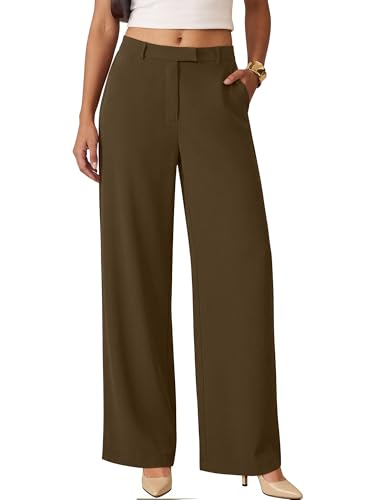 ANRABESS Womens Wide Leg Business Casual Pants 2026 High Elastic Waisted Loose Fit Work Office Trousers Slacks Outfits Coffee X-Large