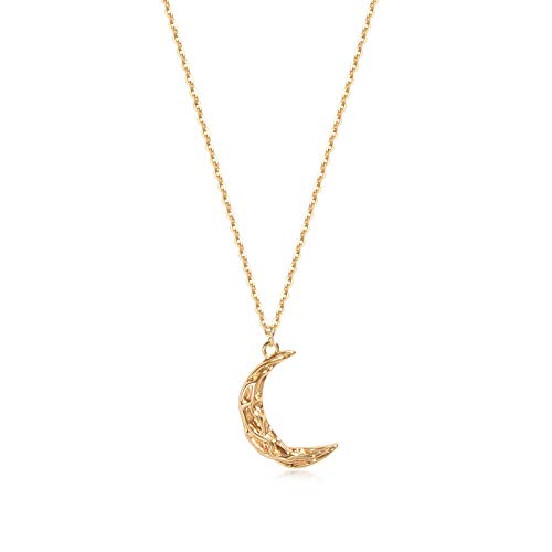 Gold Moon Pendant Necklace for Women,14K Gold Plated Dainty Chain Crescent Moon Sun Star Necklace Jewelry - Main Image