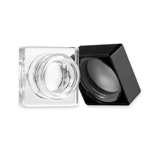 (150 Pack) 5ml Square Clear Glass Jars with Black Child-Resistant Lids Thick Glass Containers with PTFE Lined Caps